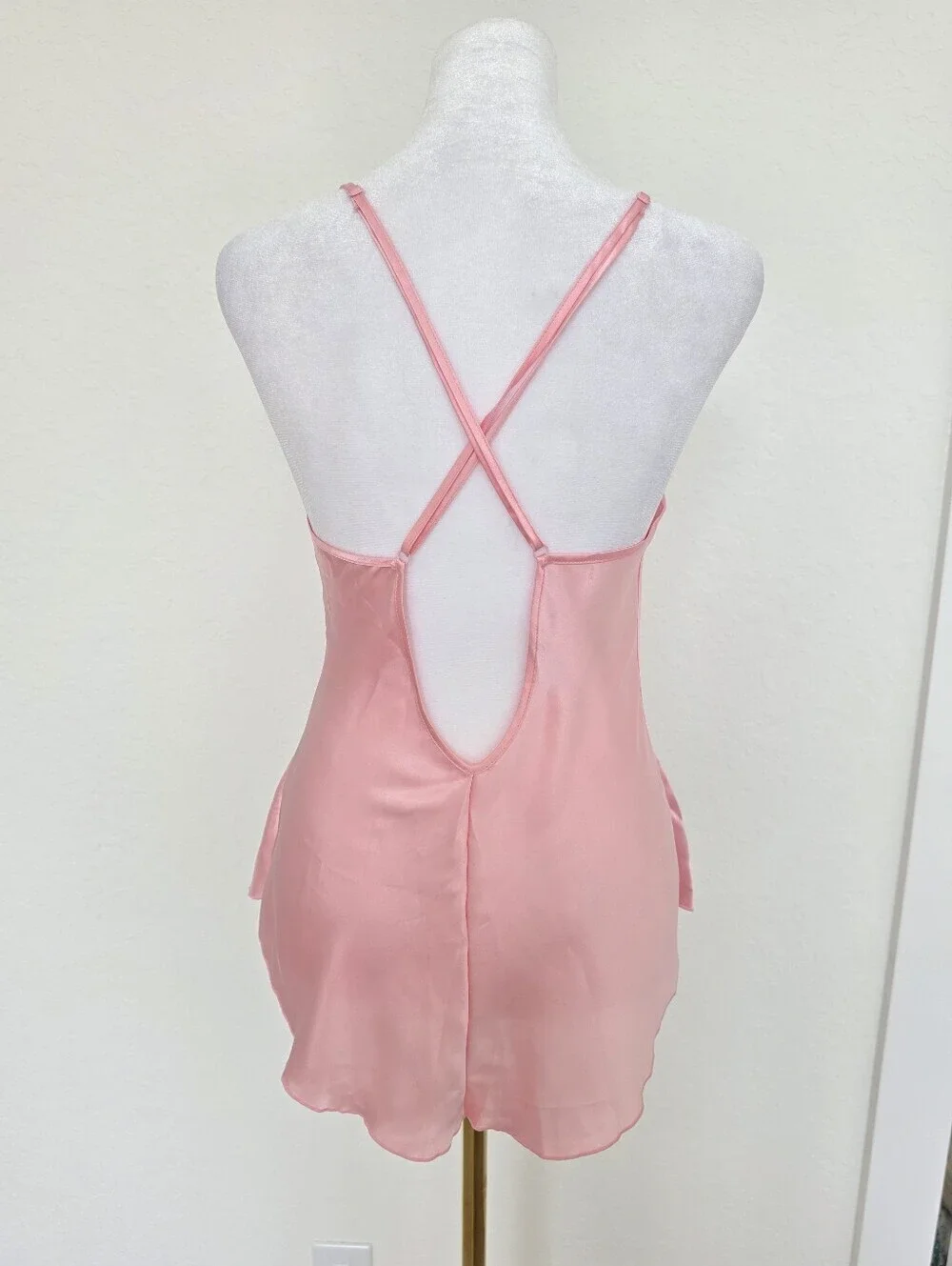 Y2K Pink Lace Slip Chemise | Open Back | Fairycore Coquette | Size S